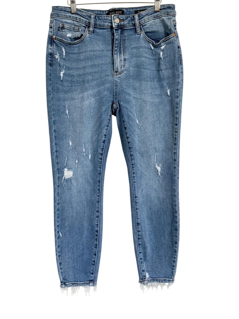 Judy Blue Relaxed Fit Distressed Jeans Women’s Size 15/32 High Rise Raw Hem